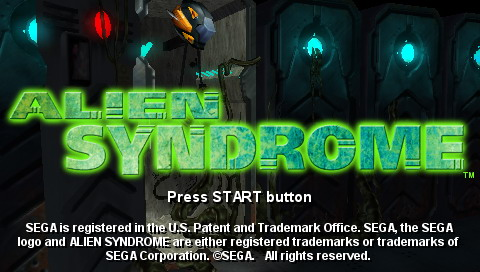 Alien Syndrome title screen for PSP